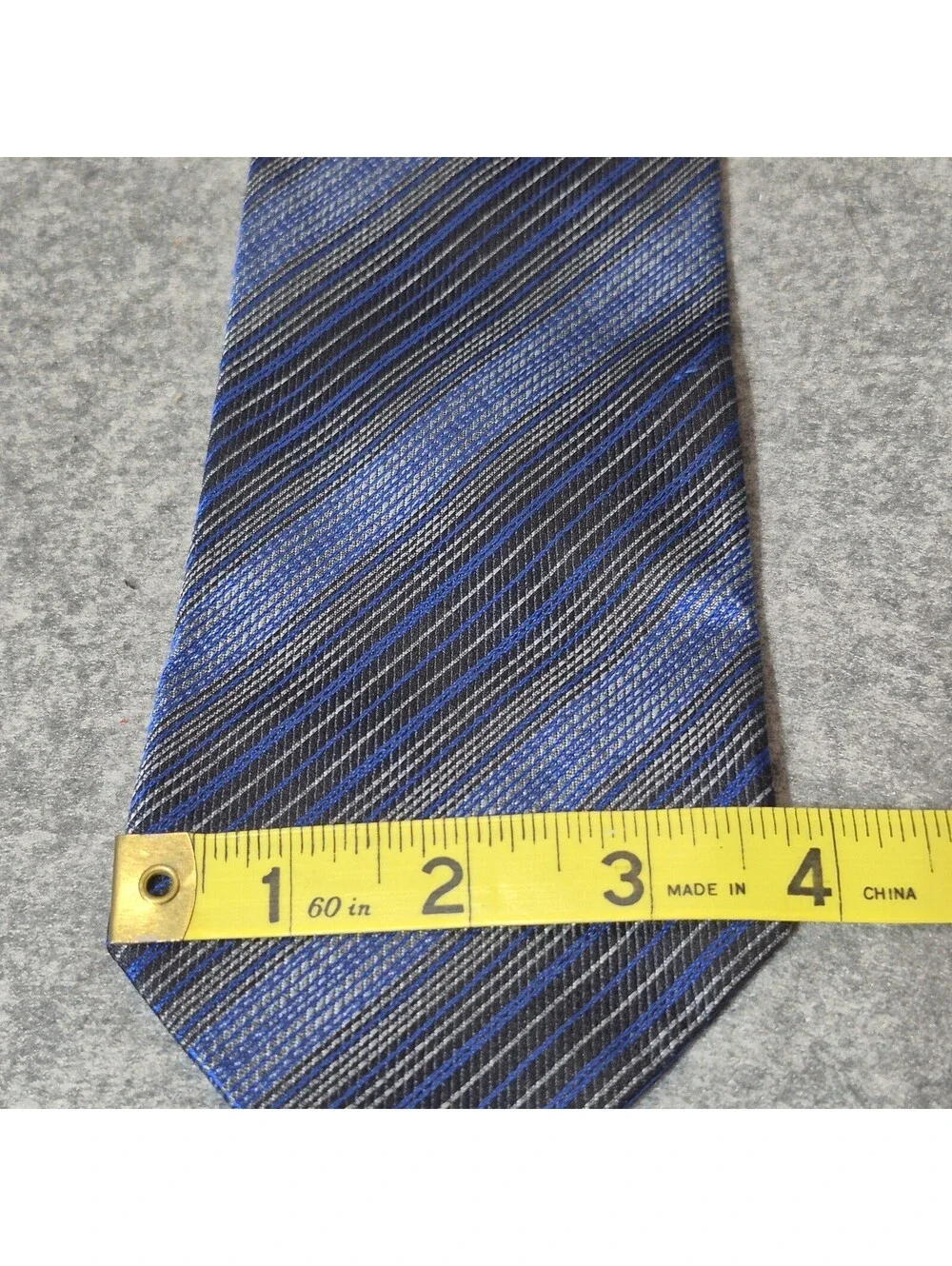 Ertu Silk Necktie Classic Blue-Gray-Black Stripes